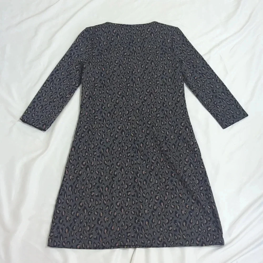 Nicole Miller 3/4 Sleeve Dress Color Grey Leopard Size S - Picture 5 of 14
